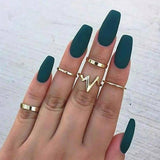 DISCOUNTED PRICE Pack of 5 Fashion Trendy Classy Golden Rings – Close Up – Accessories | Hanaya Pakistan