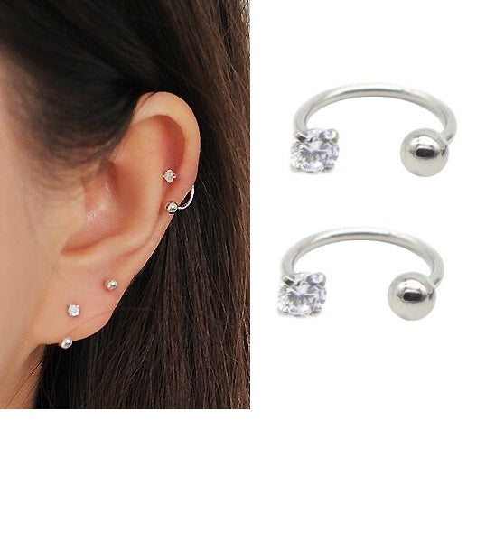 ROOK 2 Pieces TRAGUS 8mm Spiral DAITH ORBITAL Cartilage Helix Stud Tragus Ear Piercing LOBE Earring HELIX For Girls SNUG –...
