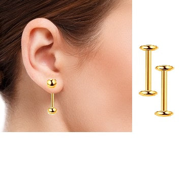 Classy 10MM Small Thick 1.6MM Front Back Trendy Elegant Earrings Pair – Earrings Online in Pakistan | Hanaya