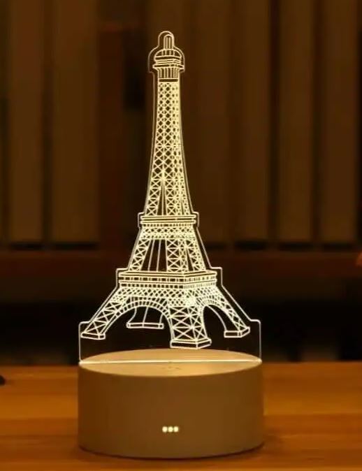 3D Romantic Eiffel Tower LED Night Light - USB Powered Illusion Lamp for Bedroom & Home Decor – Accessories Online in Paki...