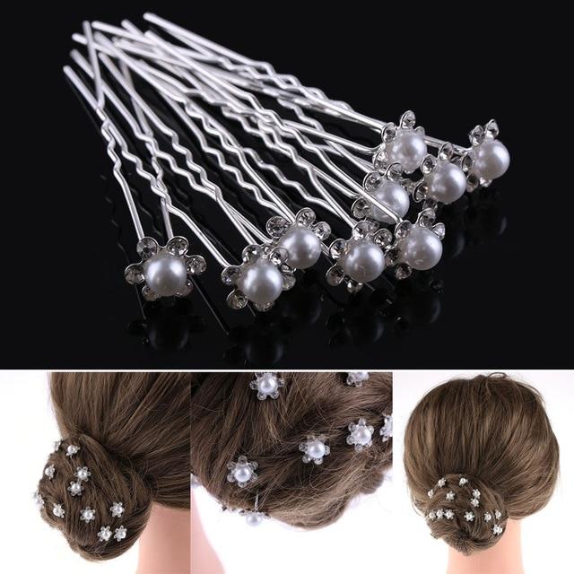 4 Pieces Pearl Flower Crystal Rhinestone Hair Pins Bridesmaid Hair Jewelry – Close Up – Accessories | Hanaya Pakistan