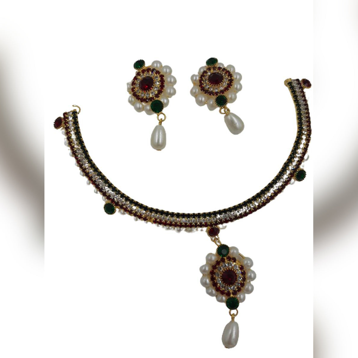 Trendy Classy Fully Crystal Crystal Earring & Necklace Jewelry Set – Image 3 of 4