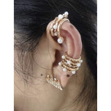 1 Ear- Classy Trendy 9 Pieces Elegant Royal Cuff & Earring Set Fashion Jewelry – Image 2 of 3
