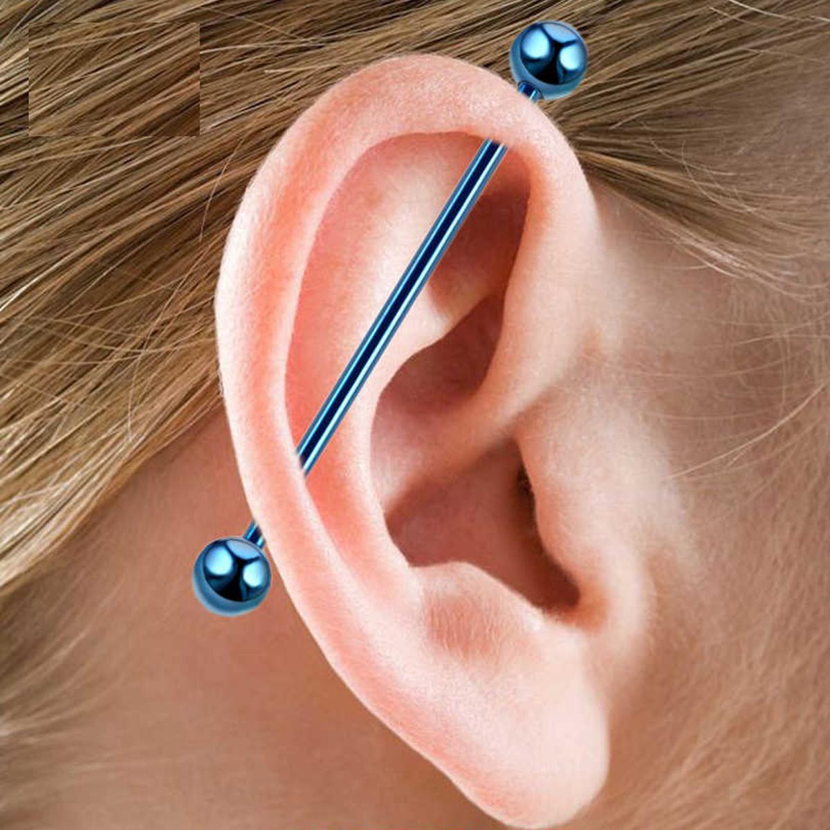 Buy Steel 38mm Ear Plug 16G 1.2mm Barbell Piercing Industrial Cartilage Ear Jewelry Online – Detail View – Earrings for Wo...