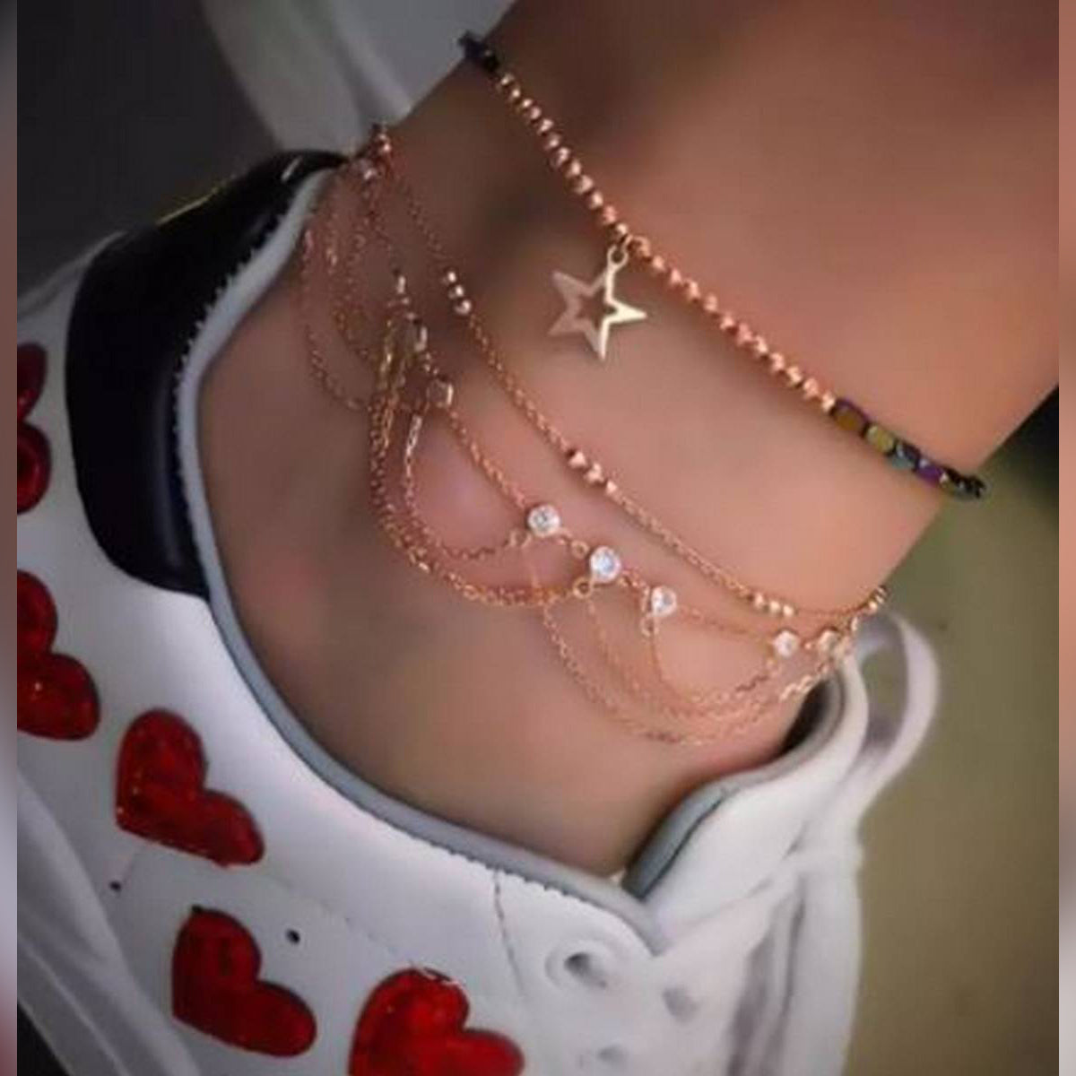 Hanya Collection Elegant 3 Layered Party Wedding Fashion anklet Girls – anklet Online in Pakistan | Hanaya