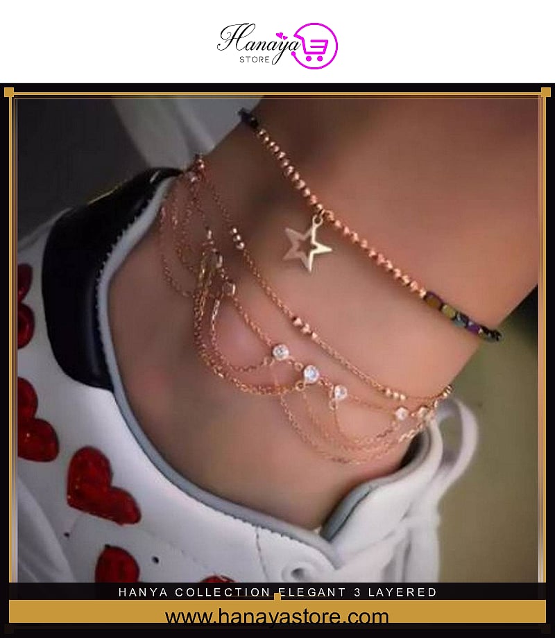 Hanya Collection Elegant 3 Layered Party Wedding Fashion anklet Girls – anklet Online in Pakistan | Hanaya
