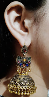 High Quality Big Classy Royal Party Wedding Trendy Earring – Image 2 of 2