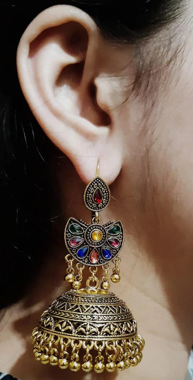 High Quality Big Classy Royal Party Wedding Trendy Earring – Image 2 of 2