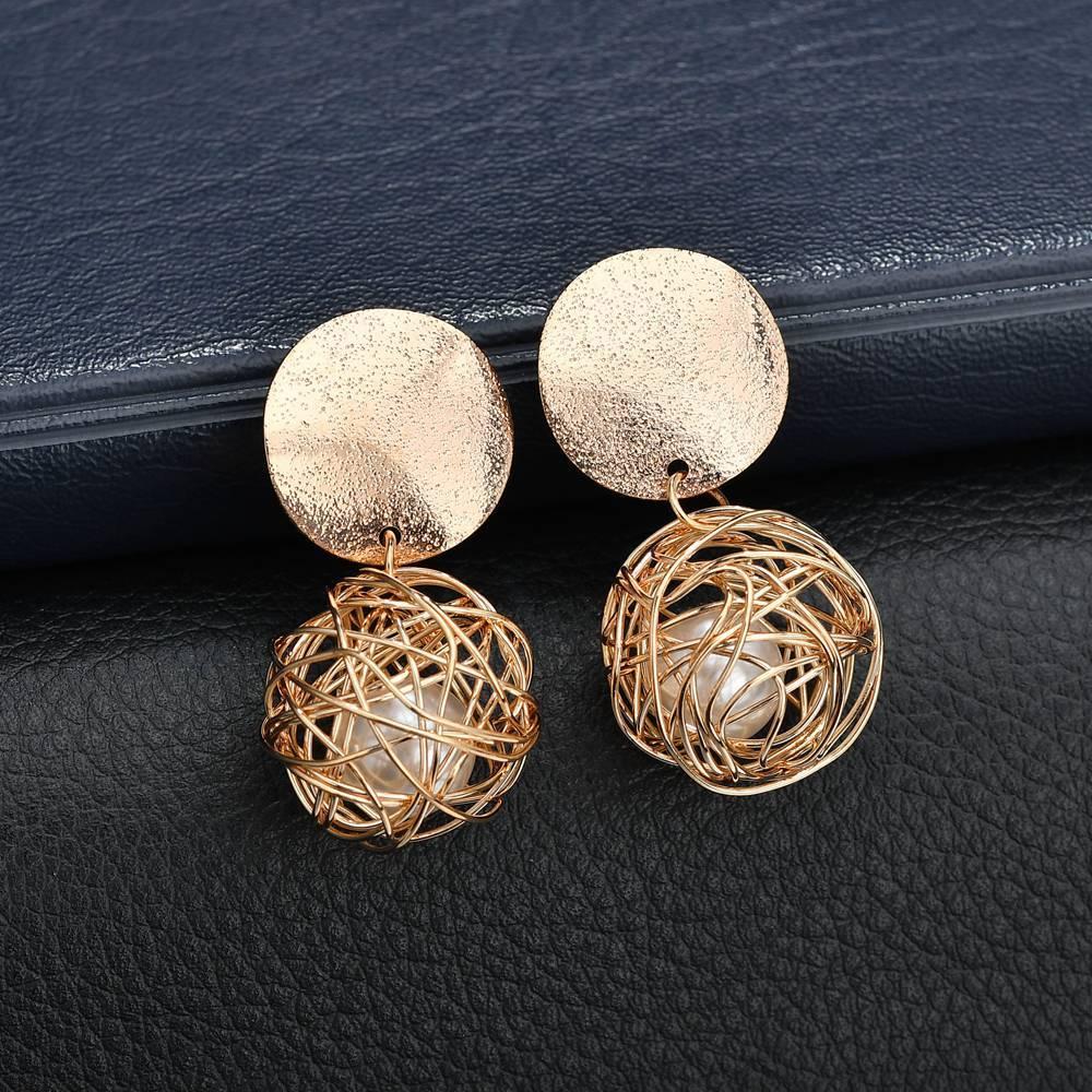Trendy Classy Irregular Pearl in Ball Elegant Golden Earring – Earrings Online in Pakistan | Hanaya