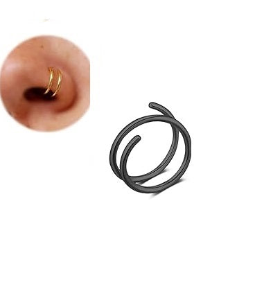 Piercing 1 PIECE 8mm Two ROW Double Ring nose Bali Piercing Nathli Long Helix Nose Ring Body Jewelry – Close Up – Accessor...