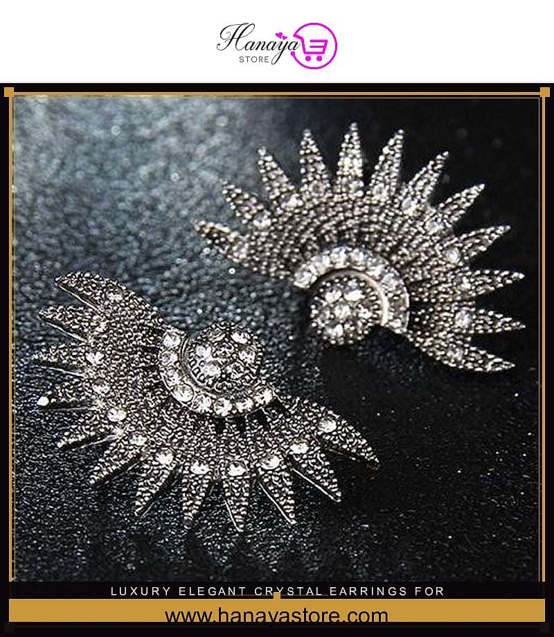 Luxury Elegant Crystal Earrings For Women Party Opal Stone – Earrings Online in Pakistan | Hanaya