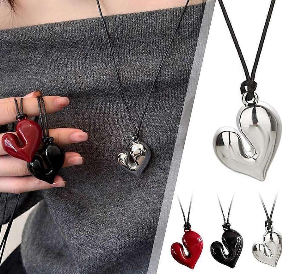 Trendy Shiny Big Love Heart Necklace Fashionable Statement Jewelry for Women – Detail View – Accessories for Women Pakista...