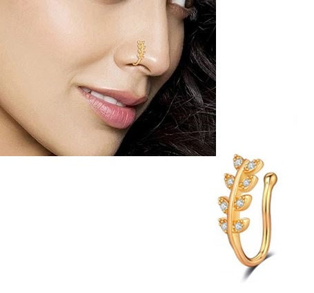 Fashion Clip On Heart Nose Pin Non Piercing Adjustable Nostril Ring – Close Up – Nose Jewelry | Hanaya Pakistan