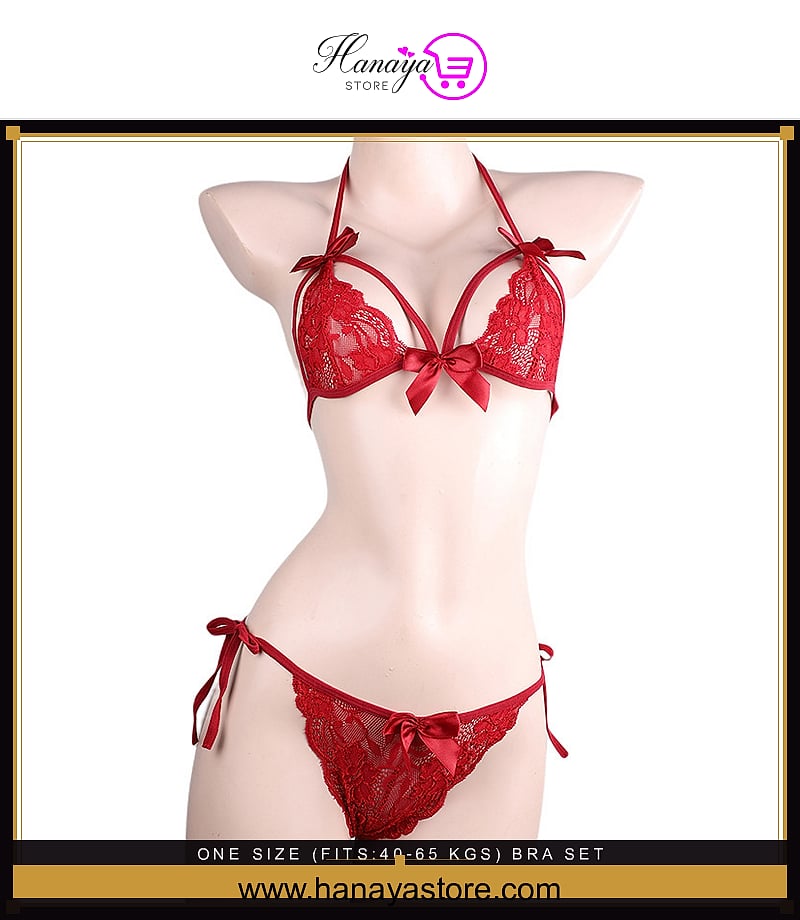 One Size (Fits:40-65 KGS) Bra set Lingerie Set Women Trendy Underwear Bikini Three-point Set (weight:40-65 KGS)