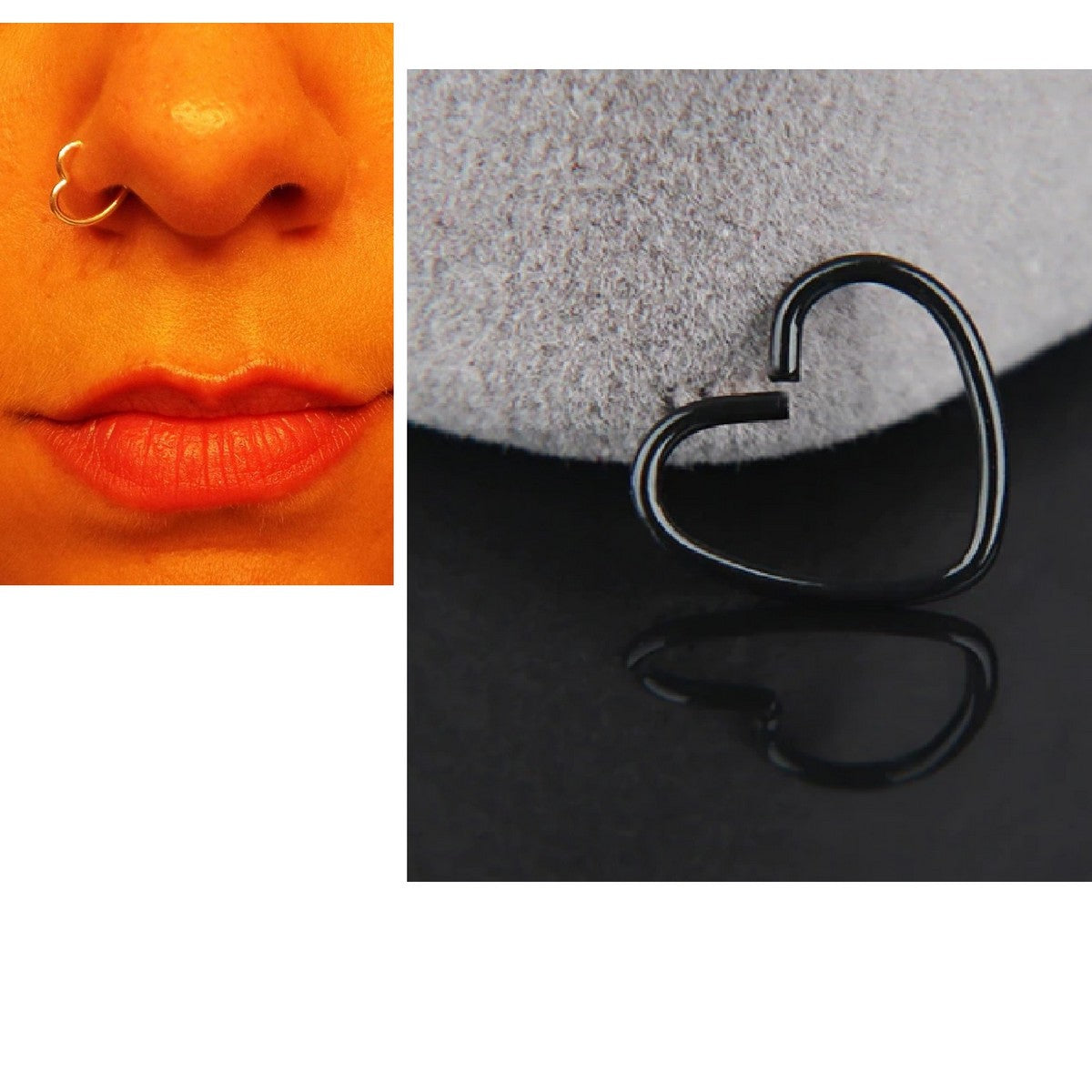 Steel Piercing Nose Pin 1pc 8mm Helix 0 8mm Heart Nostril Body Jewelry – Image 5 of 5