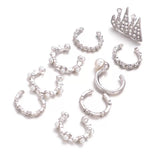 1 Ear- Classy Trendy 9 Pieces Elegant Royal Cuff & Earring Set Fashion Jewelry – Image 3 of 3