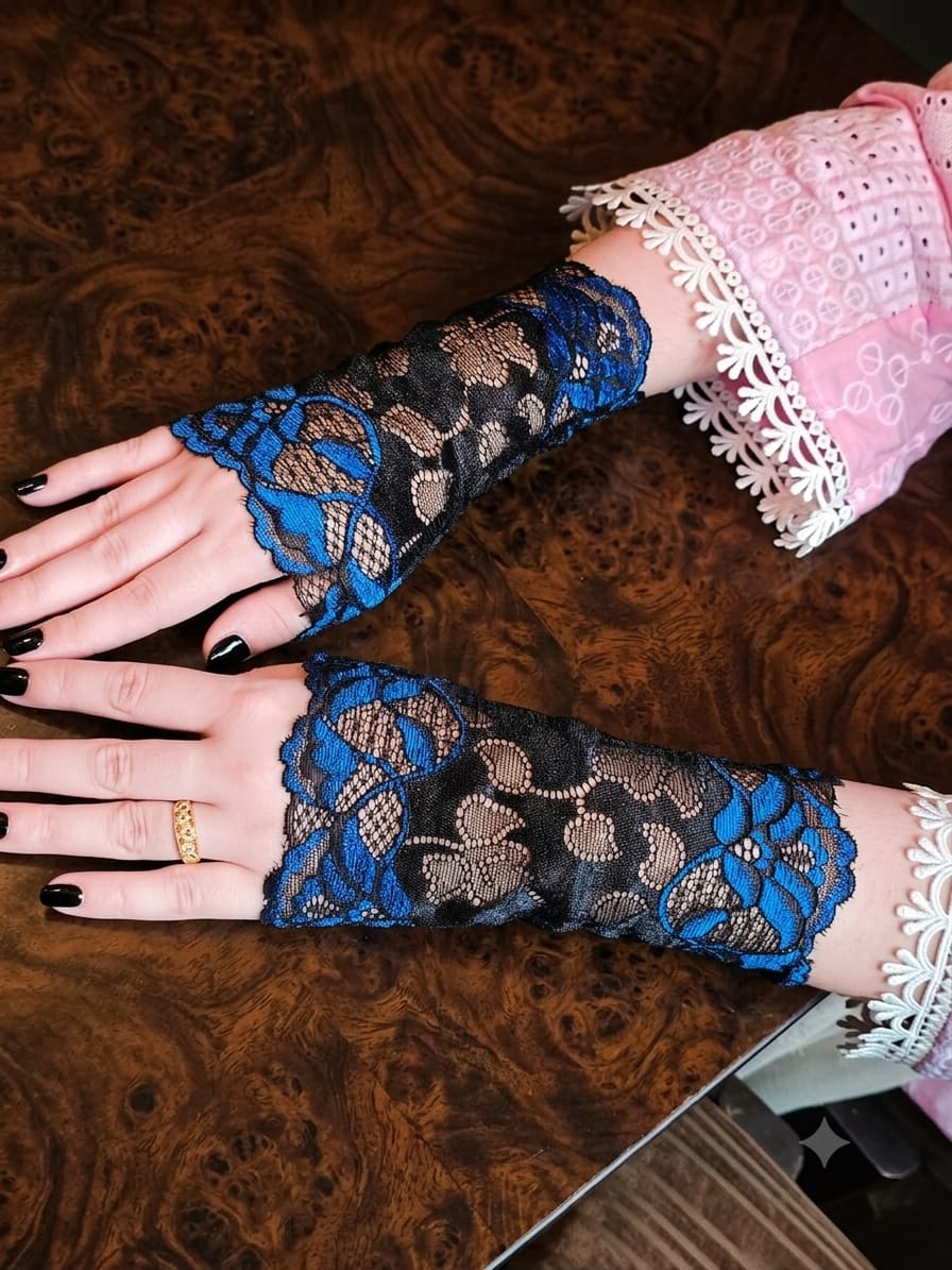 Fishnet Lace Hollow Till Wrist Elasticity Gloves Fashionable Women Gloves (Without Thumb Hole)