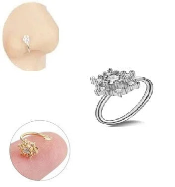 Simple Nose Ring 08mm Elegant Piercing Nostril Jewelry – Close Up – Nose Jewelry | Hanaya Pakistan