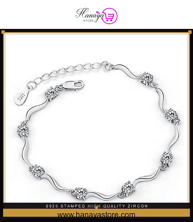 S925 Stamped High Quality Zircon Crystal anklet for girls stylish – anklet Online in Pakistan | Hanaya