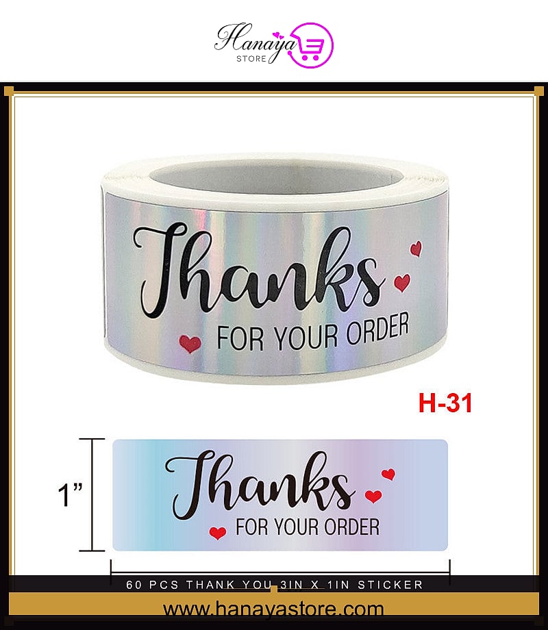 60 pcs Thank You 3in X 1in Sticker Envelope Seal Scrapbook Round Sticker Stationery Label Stickers – Stickers Online in Pa...