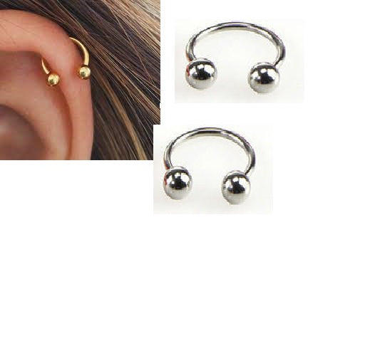 2 Pieces 12MM Cartilage Helix Stud Tragus Ear Piercing Plug HorseShoe Earring – Image 7 of 9