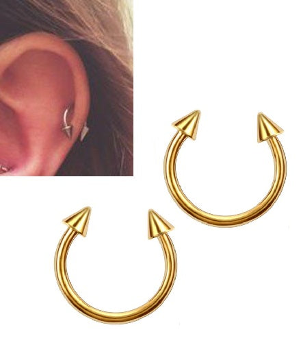 2 Piece Cartilage Helix Stud Tragus Ear 10mm Piercing Plug Crystal HorseShoe Earring – Accessories Online in Pakistan | Ha...