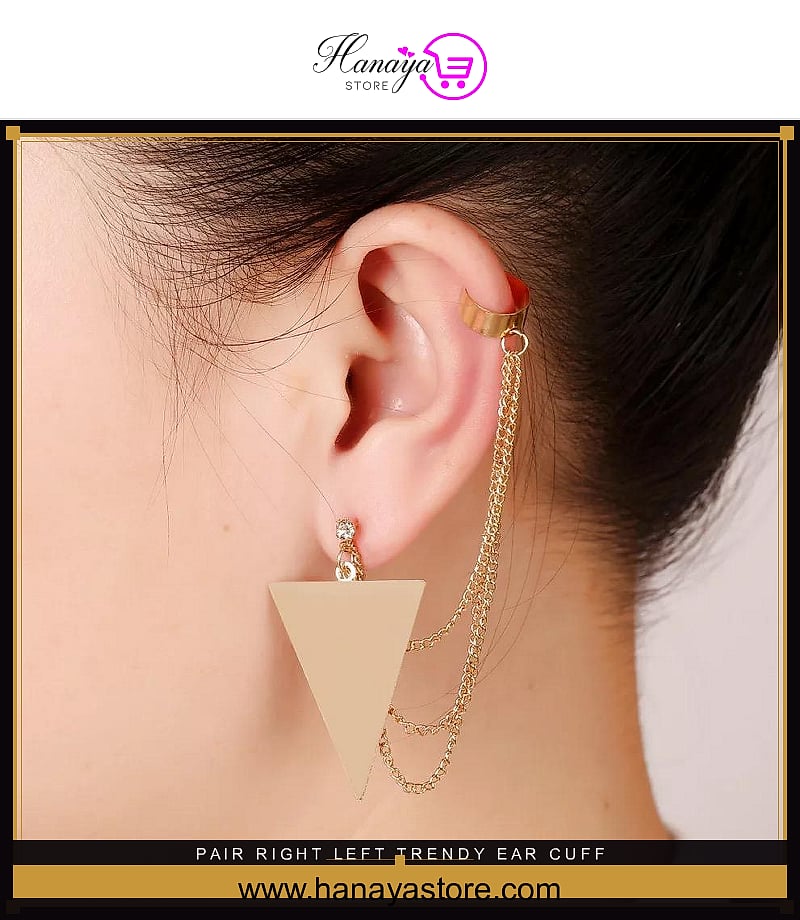 Pair Right & Left Trendy Ear Cuff Triangle Tassel Chain – Accessories Online in Pakistan | Hanaya