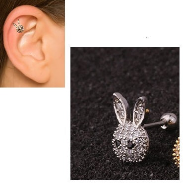 1 Piece Cartilage Helix Cz Crystal Bunny Stud Tragus Ear Piercing Plug Crystal Earring – Accessories Online in Pakistan | ...