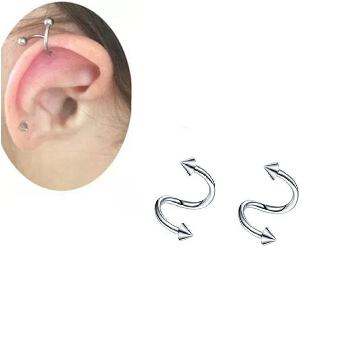 2 Pieces Spiral Cartilage Helix Stud Tragus Ear Piercing Earring For Girls