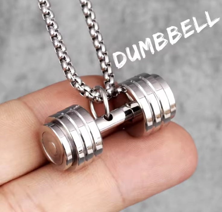 Necklace For Men Women Charm Stainless Steel Weight Lifting Necklace Chain Neckchain Jewelry For Father Bro Him Fitness 