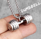 Necklace For Men Women Charm Stainless Steel Weight Lifting Necklace Chain Neckchain Jewelry For Father Bro Him Fitness 