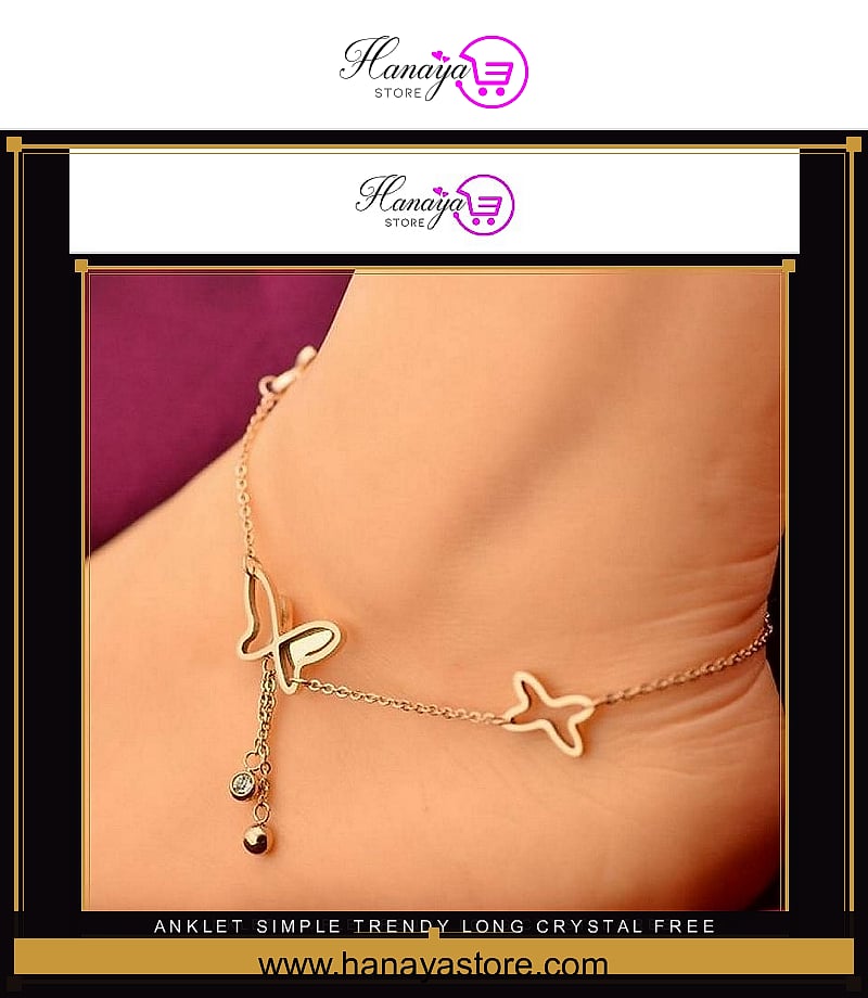 Anklet Simple Trendy Long Crystal - free box – anklet Online in Pakistan | Hanaya