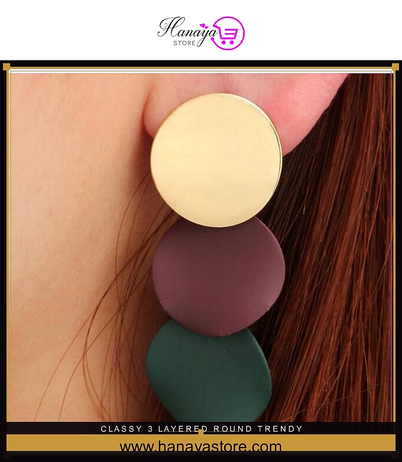Classy 3 Layered  Round Trendy Fashionable Earring – Accessories Online in Pakistan | Hanaya