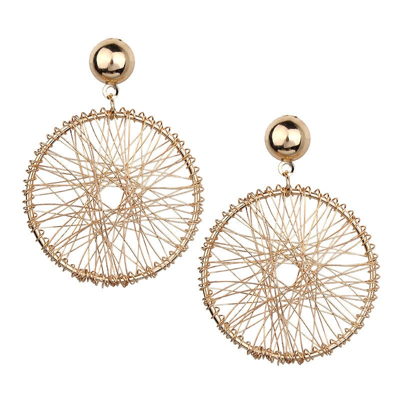 Unique Classy Round Golden Wrapping Royal Trendy Fashionable Earrings – Earrings Online in Pakistan | Hanaya