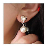 Trendy Fashion Simulated Pearl Crystal Drop Earrings -FREE Gift Box – Earrings Online in Pakistan | Hanaya