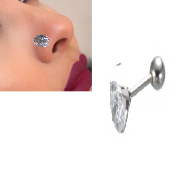 Piercing Thin 5mm Crystal Nose Ring Nostril Body Jewelry 1 Piece – Image 2 of 2