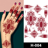 Red Lace Henna Mehndi Tattoo Stickers Maroon Waterproof Mehndi Designs Bridal Wedding Function Party Mehndi (PAIR) – Image 3 of 5