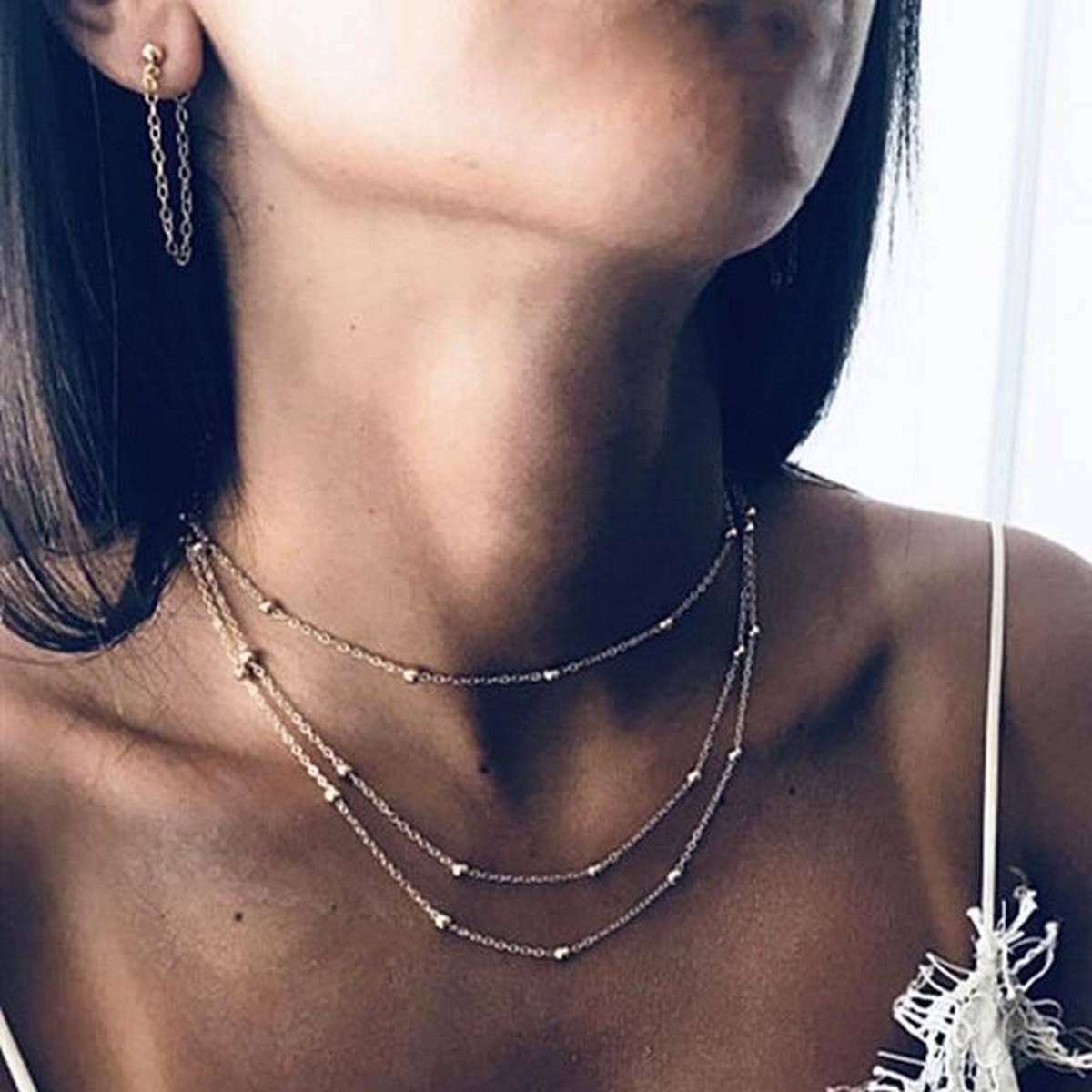 Trendy Fashion Light weight Jewelry Three Layered Beads Necklace – Accessories Online in Pakistan | Hanaya