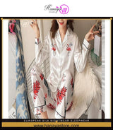 European silk floral nightwear – bridal sleepwear loungewear for women Pakistan – Hanaya Store