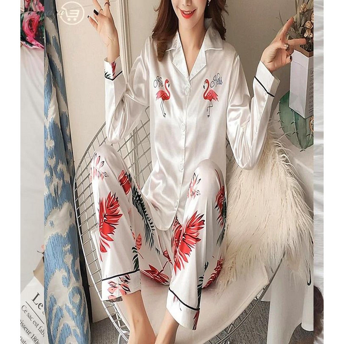 European Silk Nightwear Sleepwear Bridalwear Trendy Floral – Accessories Online in Pakistan | Hanaya
