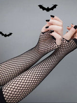 Fishnet Lace Hollow Elasticity Long Hand Gloves Fashionable Women Gloves – Jali Dastane Mesh Lace Hand Gloves Pakistan | Hanaya Store