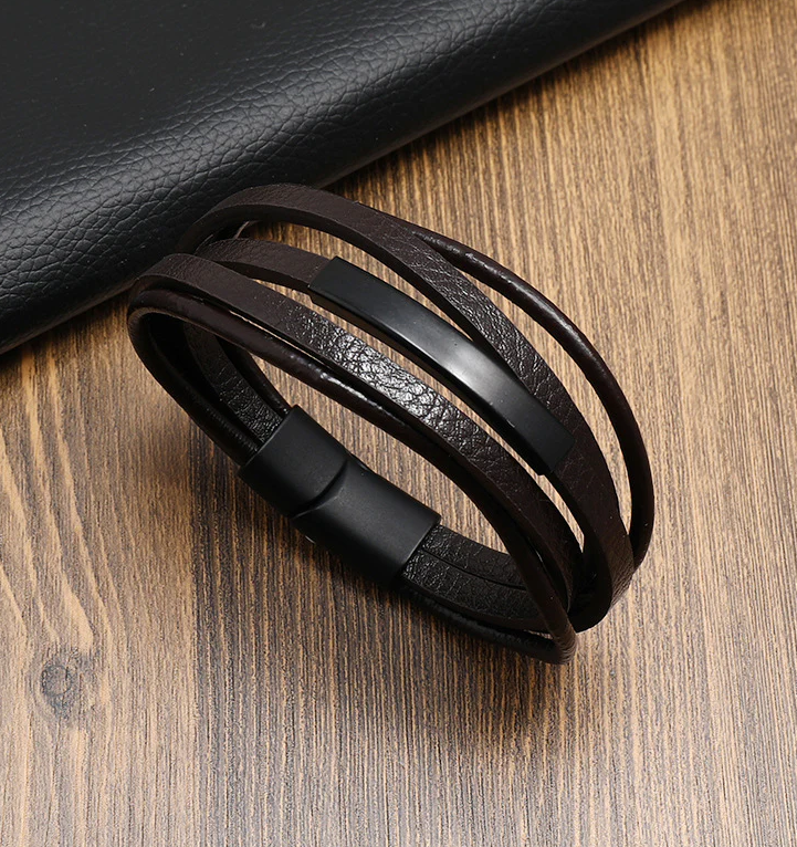 Premium Cuff Bracelet Style Bracelet Stylish Multilayer Braided Leather Bracelets Wristband for Men, Couples Jewelry Gift ...