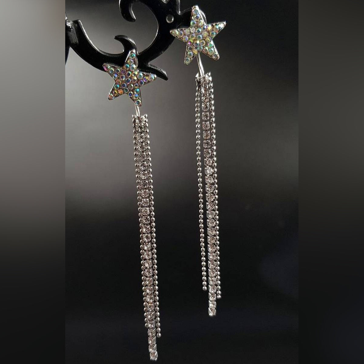 Trendy Classy Star Cz Crystal Tassel Style Elegant Drop Earring – Earrings Online in Pakistan | Hanaya