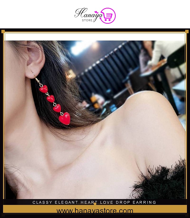Classy Elegant Heart Love Drop Earring – Earrings Online in Pakistan | Hanaya
