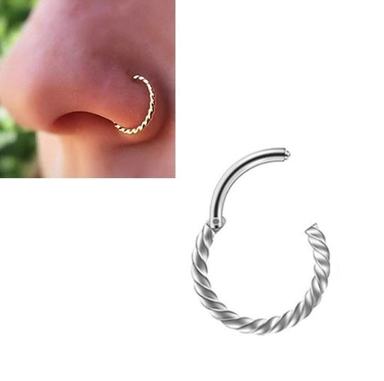 Seamless Hinged 10mm Helix Piercing Ring 1pc Stylish Nose Body Jewelry – Image 2 of 2