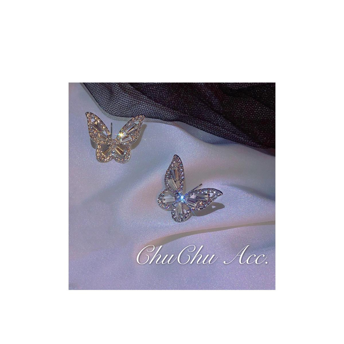 High Quality Small 1.4 Inch Zircon Plated Butterfly Earrings for Girls – Close Up – Earrings | Hanaya Pakistan
