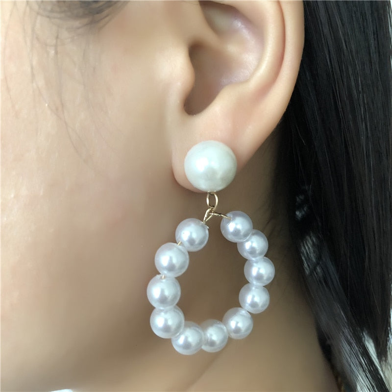 Classy Elegant Round Pearl Drop Earring For Girls – Earrings Online in Pakistan | Hanaya