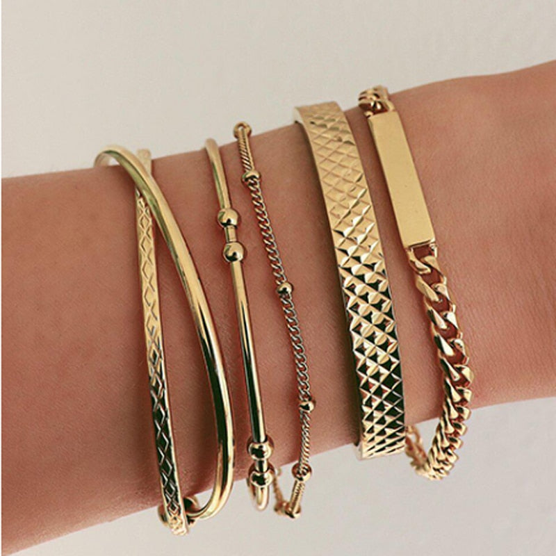 Trendy Classy 5 Pieces Set Antique Adjustable Bracelets – Image 2 of 3