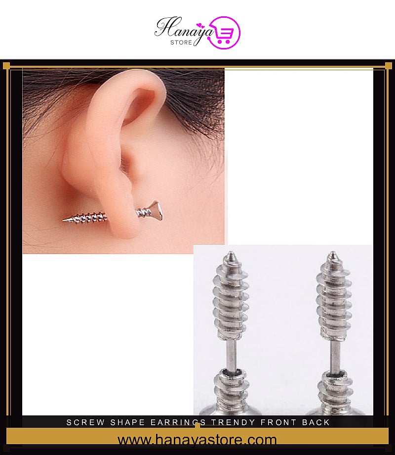 Screw Shape Earrings – Trendy Front Back Design for Women & Girls – Earrings Online in Pakistan | Hanaya