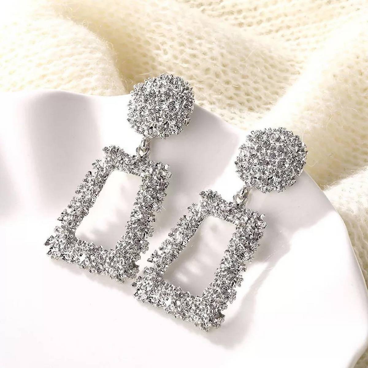 Geometric Square Trendy Classy Earrings for Women – Close Up – Earrings | Hanaya Pakistan